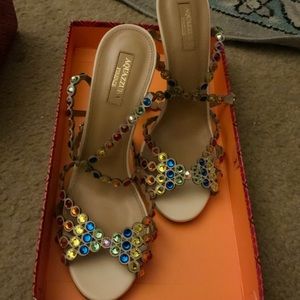 AQUAZZURA Rainbow Crystal-Embellished Sandals